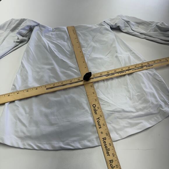 Susana Monaco Top Womens X Small White Blue Off Shoulder Peasant Blouse - Picture 9 of 9